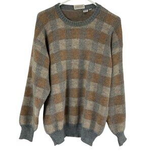 Collection International Gray/Brown Paid Crewneck Long Sleeve Sweater Size M
